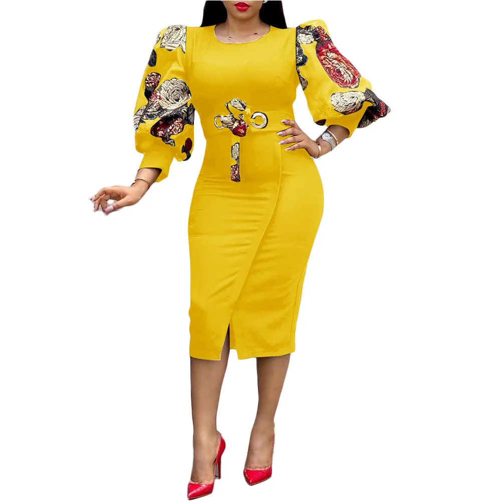 Factory direct women clothing plus size o-neck high waist long sleeve print casual dress, White, yellow, black, blue
Factory direct women clothing plus size o-neck high waist long sleeve print casual dress, White, yellow, black, blue