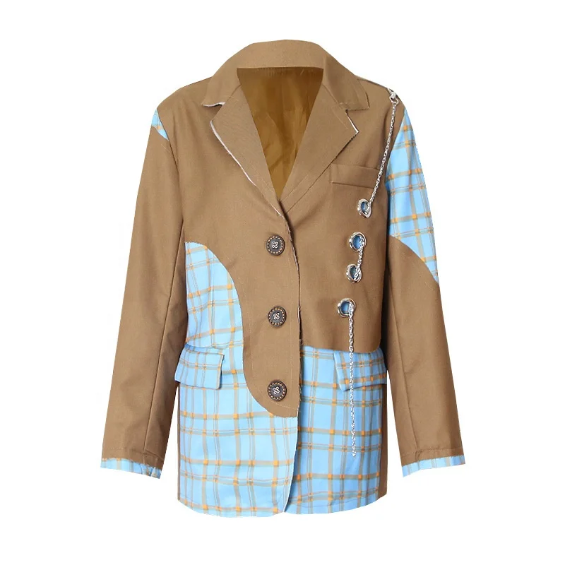 2021 Casual Blazers Jacket Fashion Plaid Stitching Suits Hollow Out Woman Blazer Suit, Darkbrown/lighbrown
2021 Casual Blazers Jacket Fashion Plaid Stitching Suits Hollow Out Woman Blazer Suit, Darkbrown/lighbrown
