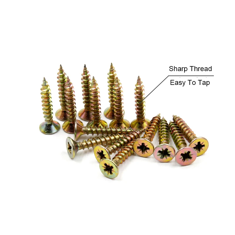 Tianjin Din Yellow Color Zinc Plated High Quality Chipboard Screw