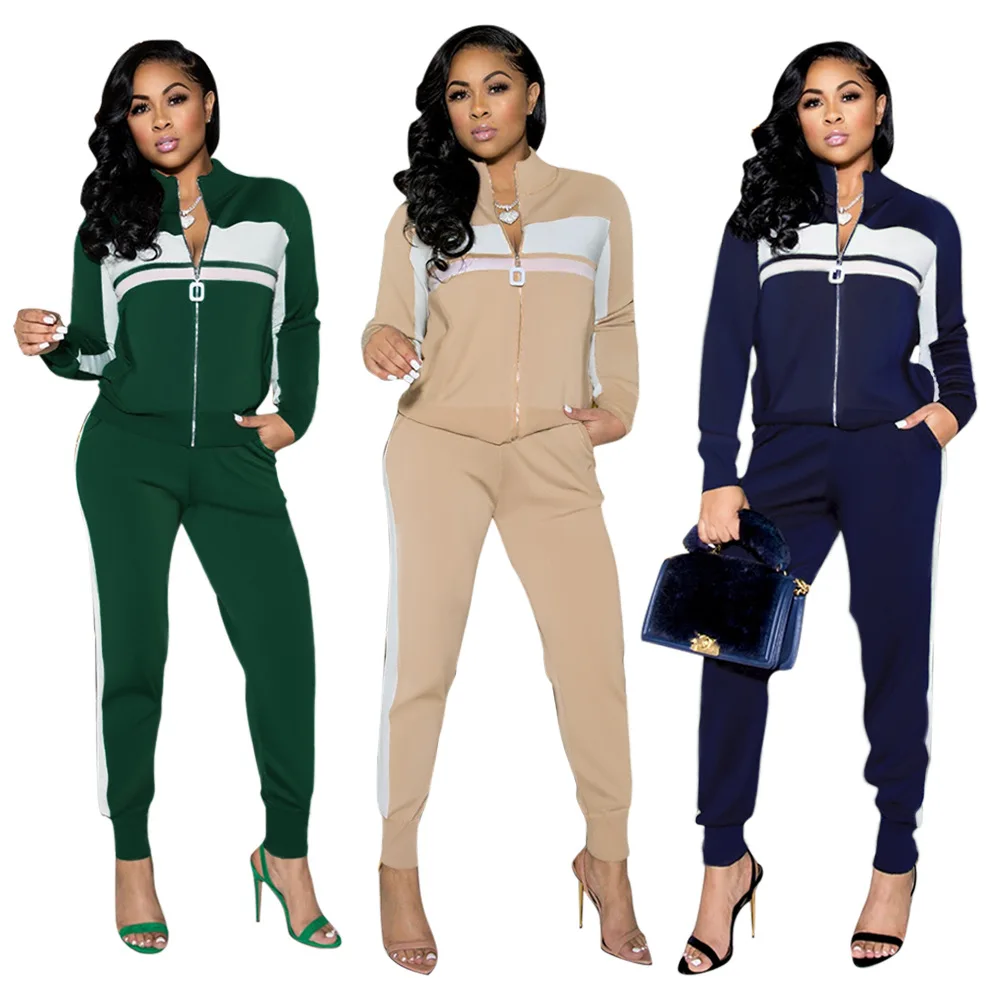 Hot Sale Clothing Vendor 3 Colors Women Sexy Zipper Patchwork Line Solid Color Two Piece Outfit Sports Wear
Hot Sale Clothing Vendor 3 Colors Women Sexy Zipper Patchwork Line Solid Color Two Piece Outfit Sports Wear