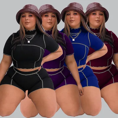 (RTS 0.4) 19172 Women's sexy street sports short-sleeved shorts two-piece suit solid color stretch light women
(RTS 0.4) 19172 Women's sexy street sports short-sleeved shorts two-piece suit solid color stretch light women