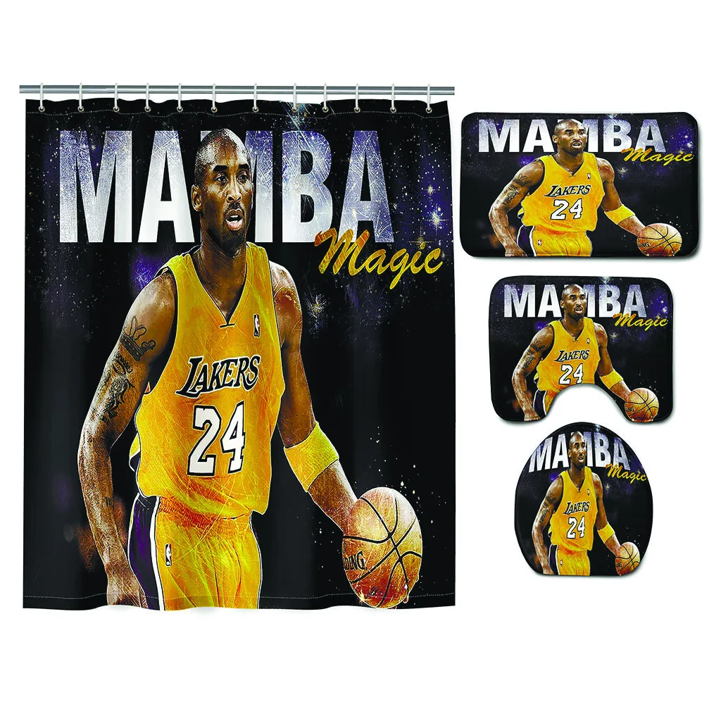 Sports Themed number 24 basketball player custom printed 3d shower curtains 4pcs bath set with shower curtain hooks, Customized color
Sports Themed number 24 basketball player custom printed 3d shower curtains 4pcs bath set with shower curtain hooks, Customized color