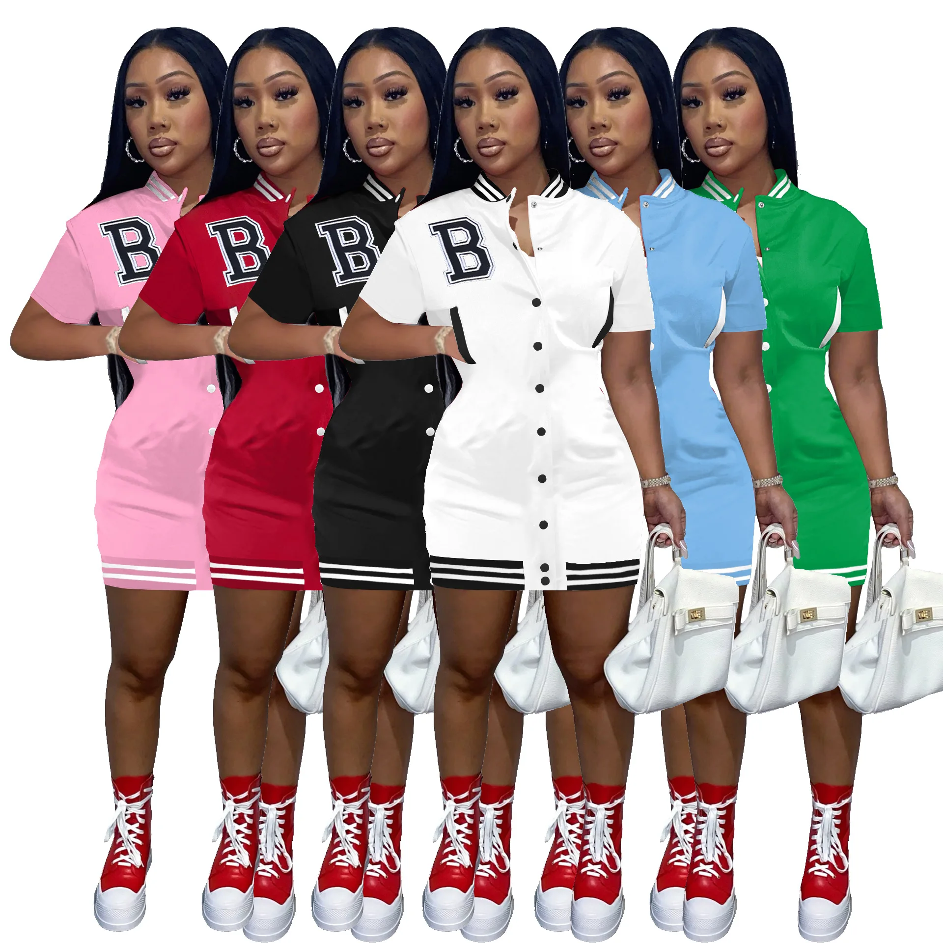 New Arrivals Short Sleeve Elegant Casual Baseball Single-breasted Summer Jumpsuits For Women 2022 B Embroidery Dress
New Arrivals Short Sleeve Elegant Casual Baseball Single-breasted Summer Jumpsuits For Women 2022 B Embroidery Dress