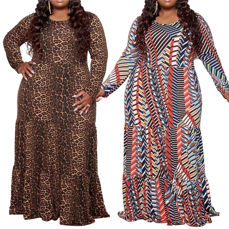 2021 New style autumn and winter fashion big pendulum type dress leopard print long sleeves round collar plus size dresses
2021 New style autumn and winter fashion big pendulum type dress leopard print long sleeves round collar plus size dresses