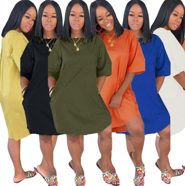 Street Wear Women Causal T Shirt Dress Summer Side Pockets Half Sleeve Loose Dress Hot Sale
Street Wear Women Causal T Shirt Dress Summer Side Pockets Half Sleeve Loose Dress Hot Sale
