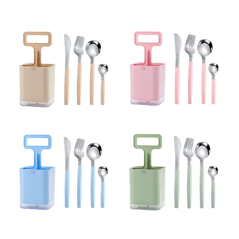 Space Saving Restaurant Hotel Knife Spoon Fork Organizer Holder 24pcs Candy Color Gold Flatware Set with Dust Proof Lid
Space Saving Restaurant Hotel Knife Spoon Fork Organizer Holder 24pcs Candy Color Gold Flatware Set with Dust Proof Lid
