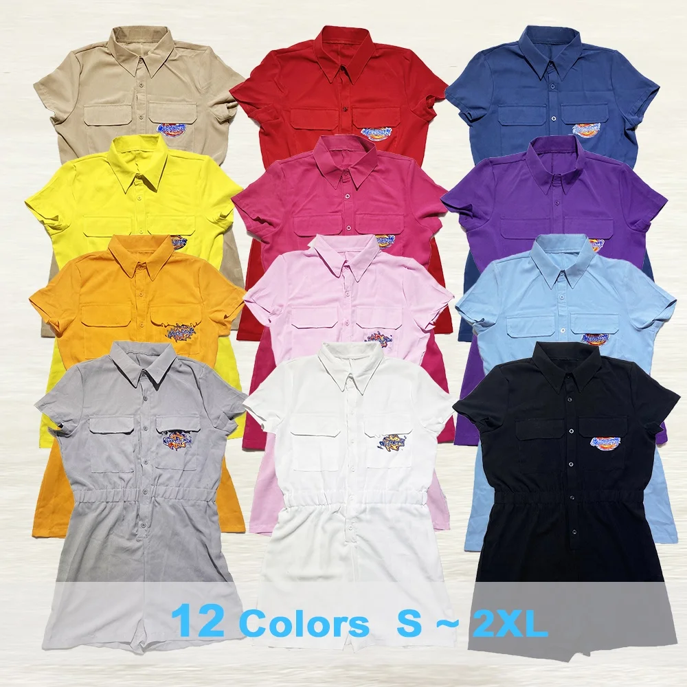High quality Fashion brand logo 12 color Short Sleeve one piece Dickie women jumpsuit designer overalls romper With Pocket
High quality Fashion brand logo 12 color Short Sleeve one piece Dickie women jumpsuit designer overalls romper With Pocket