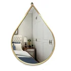 Wall Mirror Antique Decorative Water Drop Shape Gold Iron Frame Wall Makeup Mirror For Home Decor