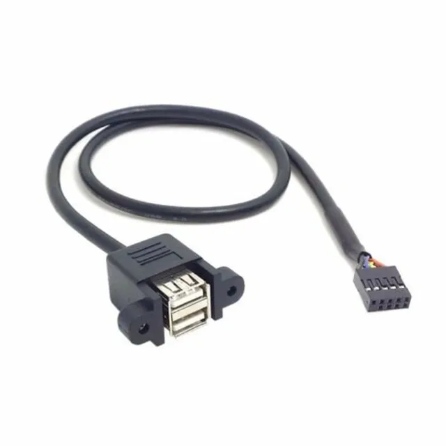 50cm Dual USB2.0 A Type Female to Motherboard 9Pin Header Cable with Screw Panel, Black
50cm Dual USB2.0 A Type Female to Motherboard 9Pin Header Cable with Screw Panel, Black