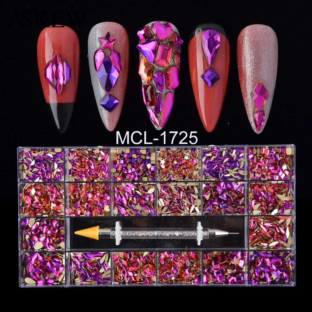 Fashion Nail Art Rhinestone Crystal Ab Rainbow Mix Shape colorful Diamond Decoration Set With Dotting Pen For Nail Design In Box
Fashion Nail Art Rhinestone Crystal Ab Rainbow Mix Shape colorful Diamond Decoration Set With Dotting Pen For Nail Design In Box