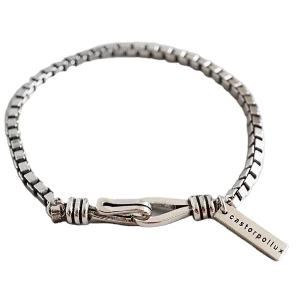 zooying 925 Sterling Silver Plated Chain Bracelet With Letter Tag, Multi color 
zooying 925 Sterling Silver Plated Chain Bracelet With Letter Tag, Multi color
