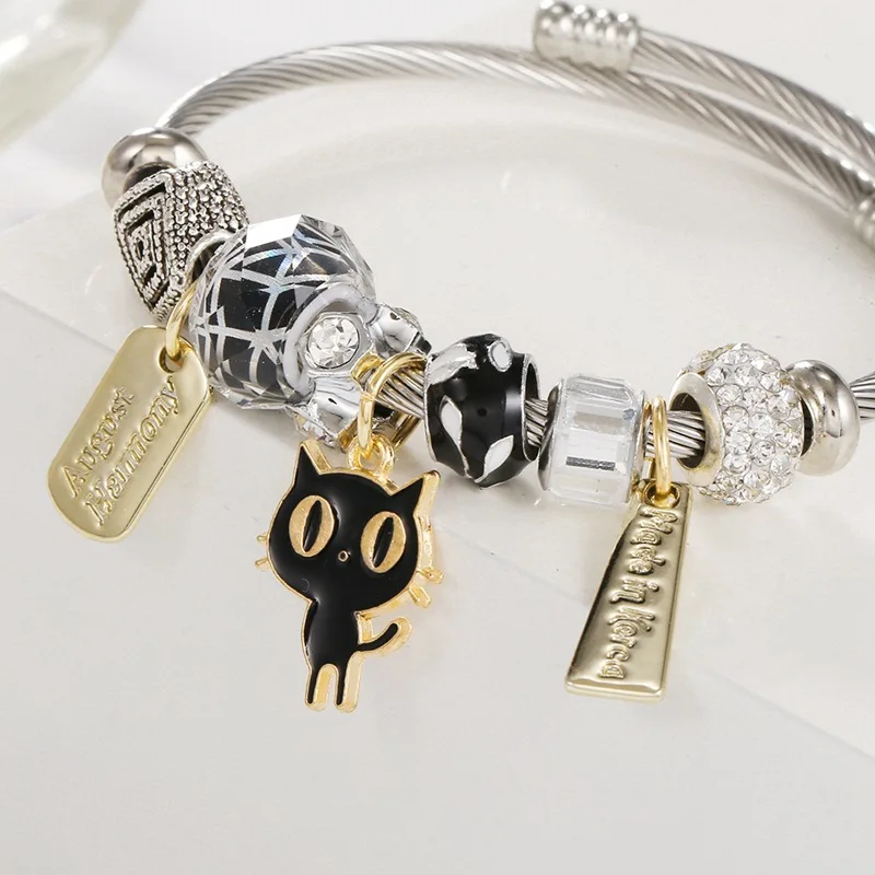 Fashion Beads Charms DIY Accessories Jewelry Braceelt Flexiable Steel Cable Cute Cat Charms Bracelet Wholesale
Fashion Beads Charms DIY Accessories Jewelry Braceelt Flexiable Steel Cable Cute Cat Charms Bracelet Wholesale