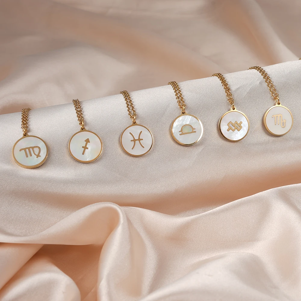 Hot fashion 12 zodiac signs with white shell pendant necklace for men and women collarbone chain
Hot fashion 12 zodiac signs with white shell pendant necklace for men and women collarbone chain