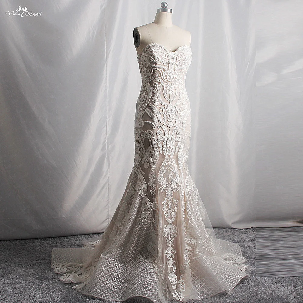 RSW1737 Elegant Blush Lining Ivory Lace Bridal Dresses Women Wedding Mermaid, Customer made
RSW1737 Elegant Blush Lining Ivory Lace Bridal Dresses Women Wedding Mermaid, Customer made