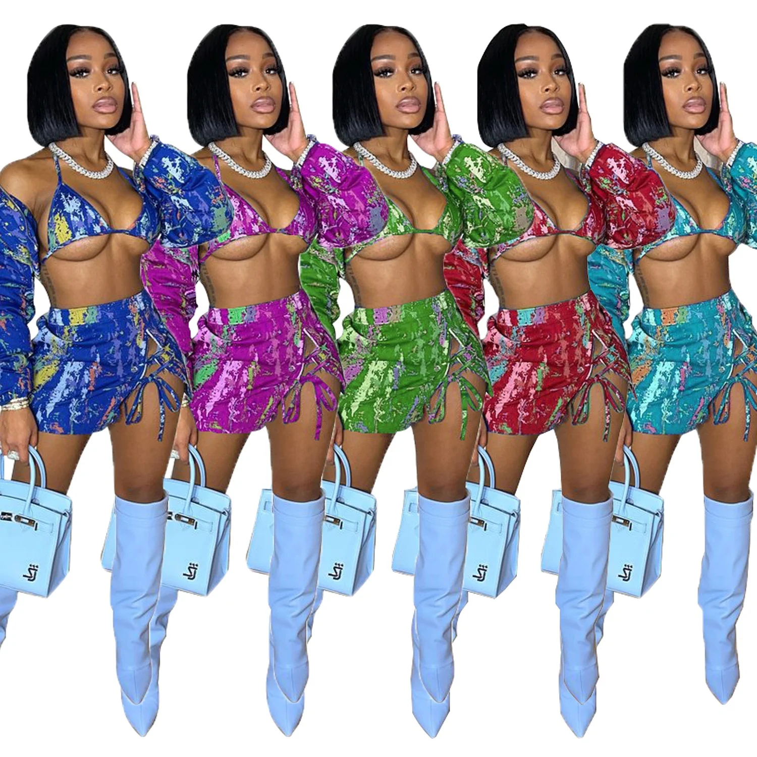 LW-TH204 Sexy 3 Piece Women Clothing 2021 Wholesale Fashion Set Printed Jacket And Dress With Bandage Lingerie 3 piece set women
LW-TH204 Sexy 3 Piece Women Clothing 2021 Wholesale Fashion Set Printed Jacket And Dress With Bandage Lingerie 3 piece set women