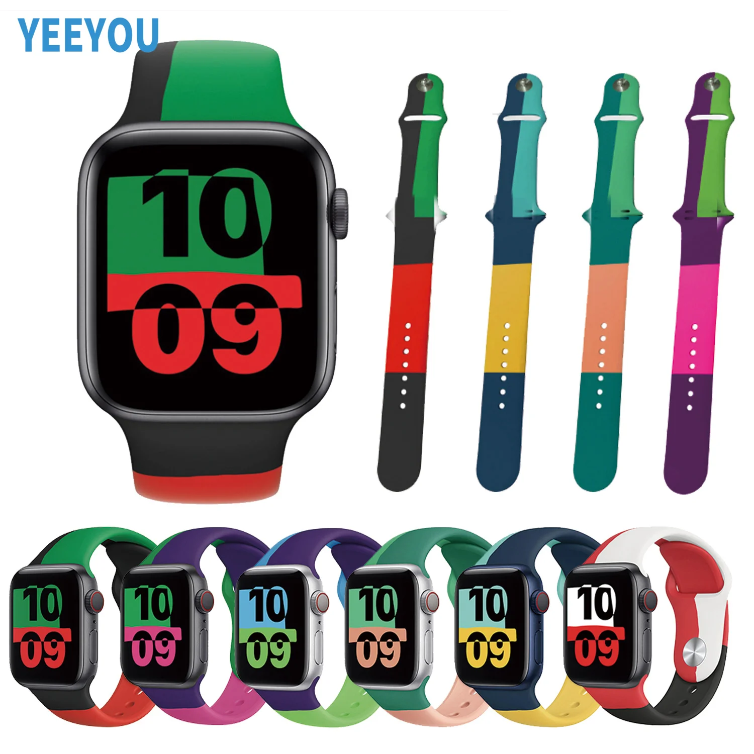 Dual Color Colorful Rainbow Laser Engravable Two Tone Silicone Watch Band Strap For Apple Watch Series 6 5 4 Wristband 38 40 mm, Multi-color optional or customized
Dual Color Colorful Rainbow Laser Engravable Two Tone Silicone Watch Band Strap For Apple Watch Series 6 5 4 Wristband 38 40 mm, Multi-color optional or customized