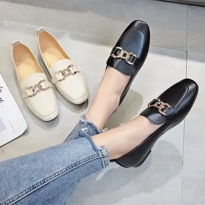 HLS186 hot sell ladies British style metal buckle women shoes custom ladies fashion flat shoes, Black, beige 
HLS186 hot sell ladies British style metal buckle women shoes custom ladies fashion flat shoes, Black, beige
