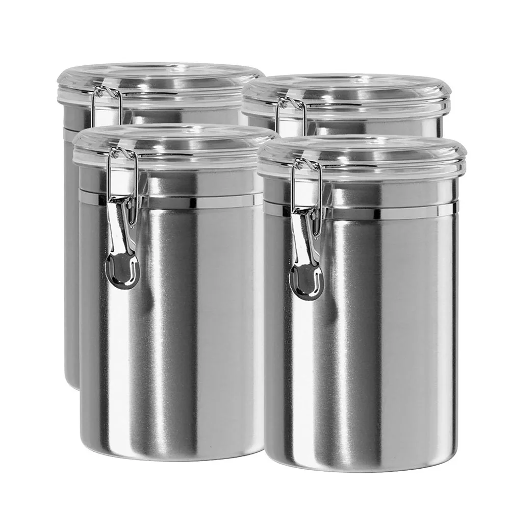4 piece Airtight Stainless Steel Canister Sets 62oz Food Storage Container for Kitchen Counter, Nature
4 piece Airtight Stainless Steel Canister Sets 62oz Food Storage Container for Kitchen Counter, Nature
