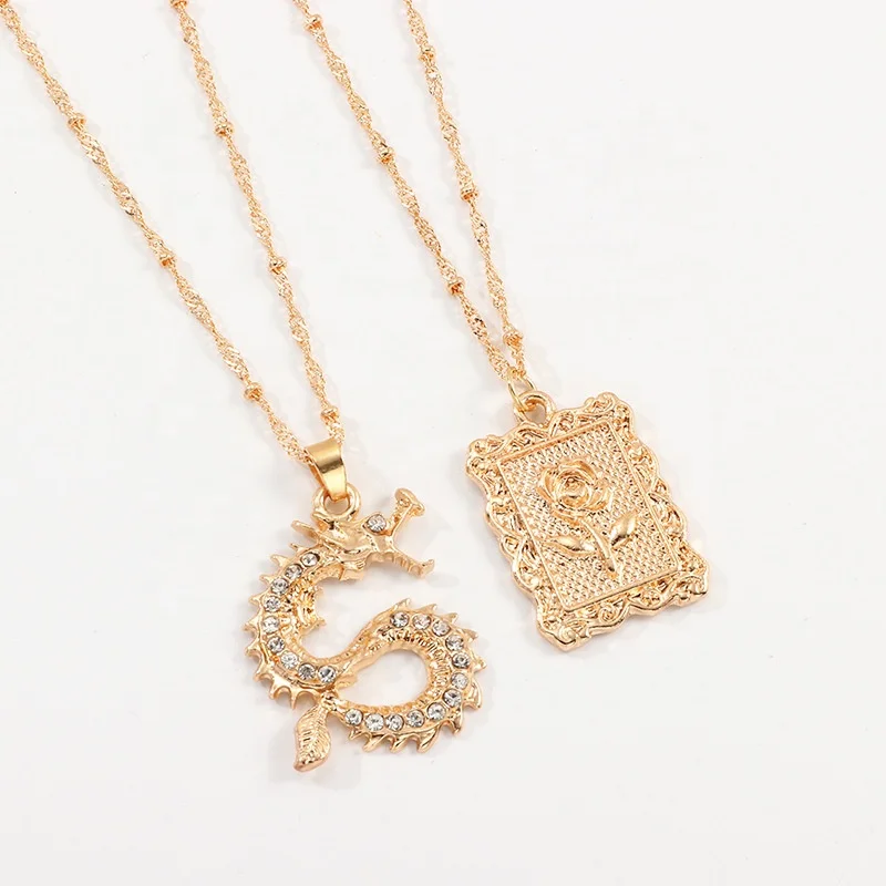 Vintage Jewelry Necklace Animal Crystal Rhinestone Rose Coin Pendant Multi layered Zodiac Gold Dragon Necklace
Vintage Jewelry Necklace Animal Crystal Rhinestone Rose Coin Pendant Multi layered Zodiac Gold Dragon Necklace