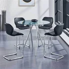 High Quality Cheap Bar Furniture Metal Base Colorful PU Leather Bar Stool Bar Table And Chair Bar Furniture Set