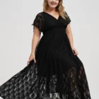 Lace Dress Lace Women Plus Size Big Size Slit Tie Sleeve Lace Maxi Dress Party Dress Summer Clothing