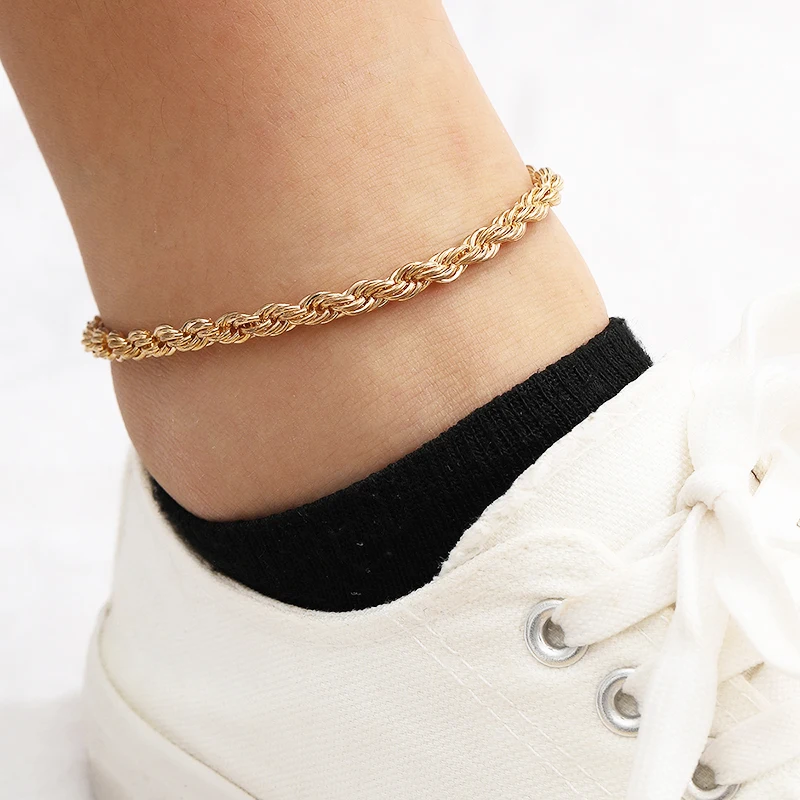 Fashion Twisted Anklets Punk Goth Beach Rope Chain Leg Minimalist Charm Barefoot Sandals Gold Silver Color Women Jewelry
Fashion Twisted Anklets Punk Goth Beach Rope Chain Leg Minimalist Charm Barefoot Sandals Gold Silver Color Women Jewelry