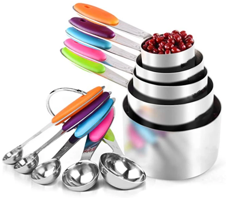 10 Pieces Kitchen Accessories Stainless Steel Measuring Cups and Spoons Set, Customized
10 Pieces Kitchen Accessories Stainless Steel Measuring Cups and Spoons Set, Customized