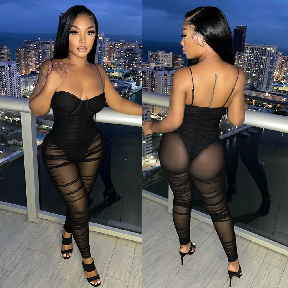 2021 Summer Net Yarn stacked halter see through sexy club wear sleeveless skinny one piece women jumpsuits
2021 Summer Net Yarn stacked halter see through sexy club wear sleeveless skinny one piece women jumpsuits