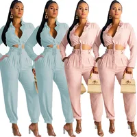 New Arrivals Autumn Fashion Women Stand Neck Long Sleeve Crop Pockets Pants 2 Pieces Set Solid Linen Outfits Jumpsuit
New Arrivals Autumn Fashion Women Stand Neck Long Sleeve Crop Pockets Pants 2 Pieces Set Solid Linen Outfits Jumpsuit