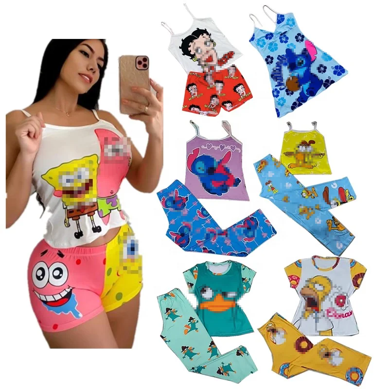 2022 New Arrival Summer Character Cartoon Two Piece Set Sleepwear Pajamas Cartoon Night Dresses For Women, 71 color
2022 New Arrival Summer Character Cartoon Two Piece Set Sleepwear Pajamas Cartoon Night Dresses For Women, 71 color