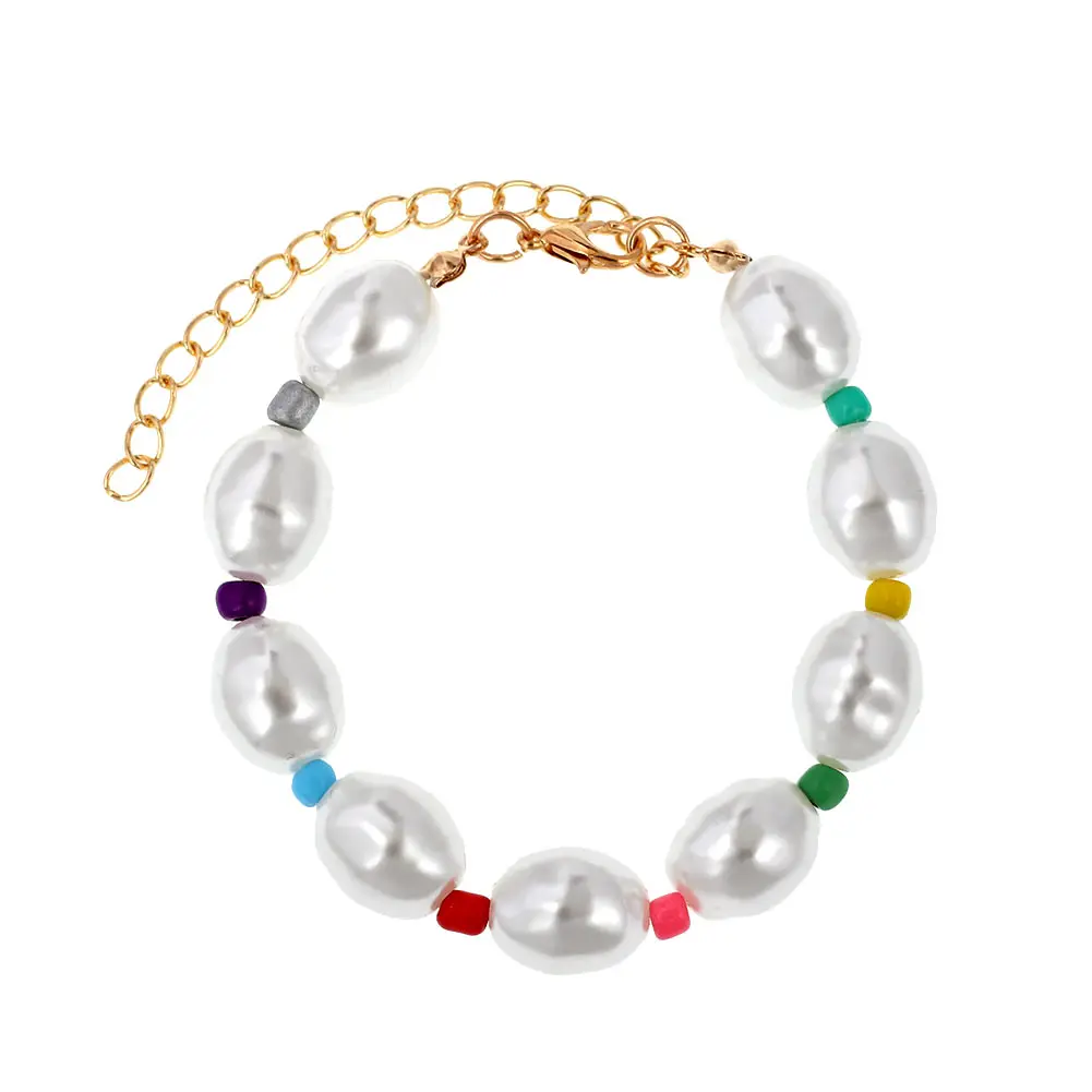 Bohemia Charm Jewelry Bracelet White Pearl Bracelet Chain Alloy Gold Color Bracelet Women Girl, White color
Bohemia Charm Jewelry Bracelet White Pearl Bracelet Chain Alloy Gold Color Bracelet Women Girl, White color