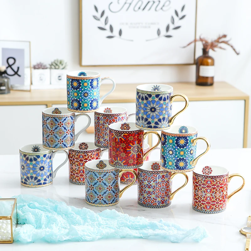 Vintage Texture Ceramic Cups and Mugs Coffee with Gold Handle Moroccan Style for Mom Women Mothers Girls Wedding Gift
Vintage Texture Ceramic Cups and Mugs Coffee with Gold Handle Moroccan Style for Mom Women Mothers Girls Wedding Gift