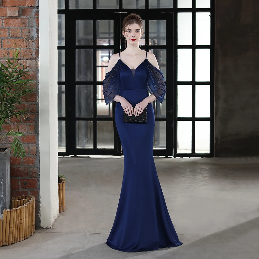 18667#2021 New Style Off-shoulder Linen Prom Dresses Short Sleeve Blue Floor-length Trumpet Or Prom
18667#2021 New Style Off-shoulder Linen Prom Dresses Short Sleeve Blue Floor-length Trumpet Or Prom