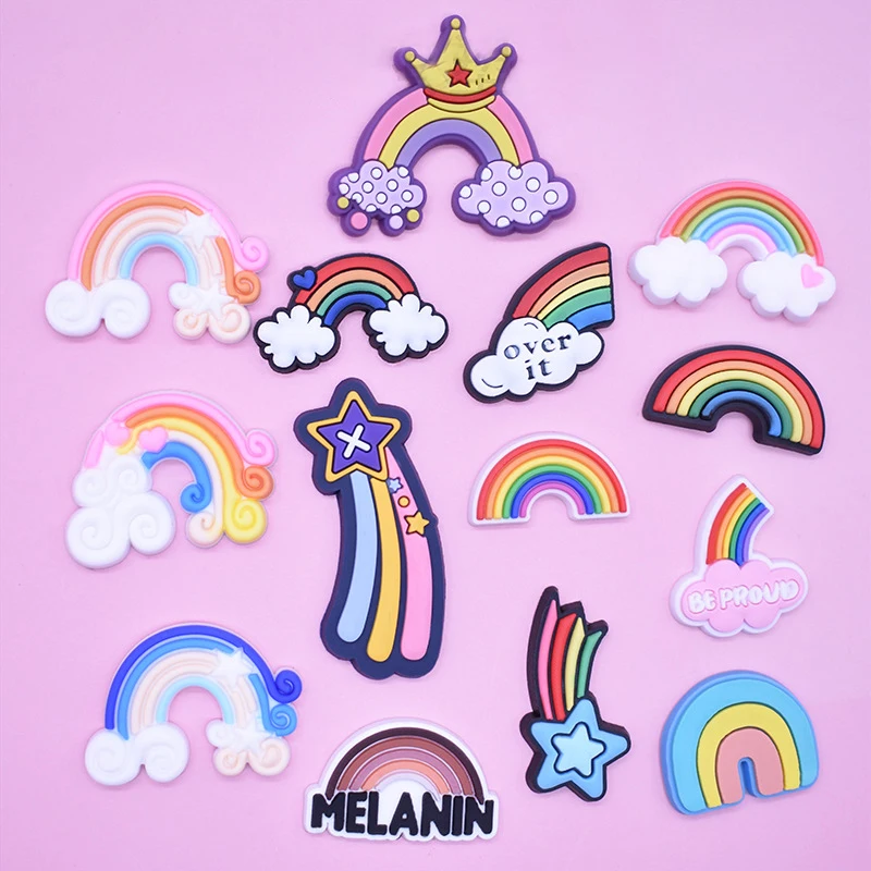 Rainbow PVC Shoe Charms Shoes Clogs Buckle Designer Garden Shoe Decoration Charms Croc Accessories for Women
Rainbow PVC Shoe Charms Shoes Clogs Buckle Designer Garden Shoe Decoration Charms Croc Accessories for Women