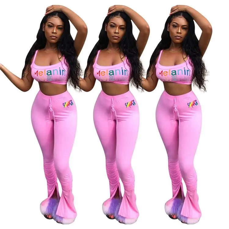 0820M093 Casual Women Solid Word Print Crop Top And Draped Split Pants Sexy 2 Pcs Outfits Two Piece Set
0820M093 Casual Women Solid Word Print Crop Top And Draped Split Pants Sexy 2 Pcs Outfits Two Piece Set