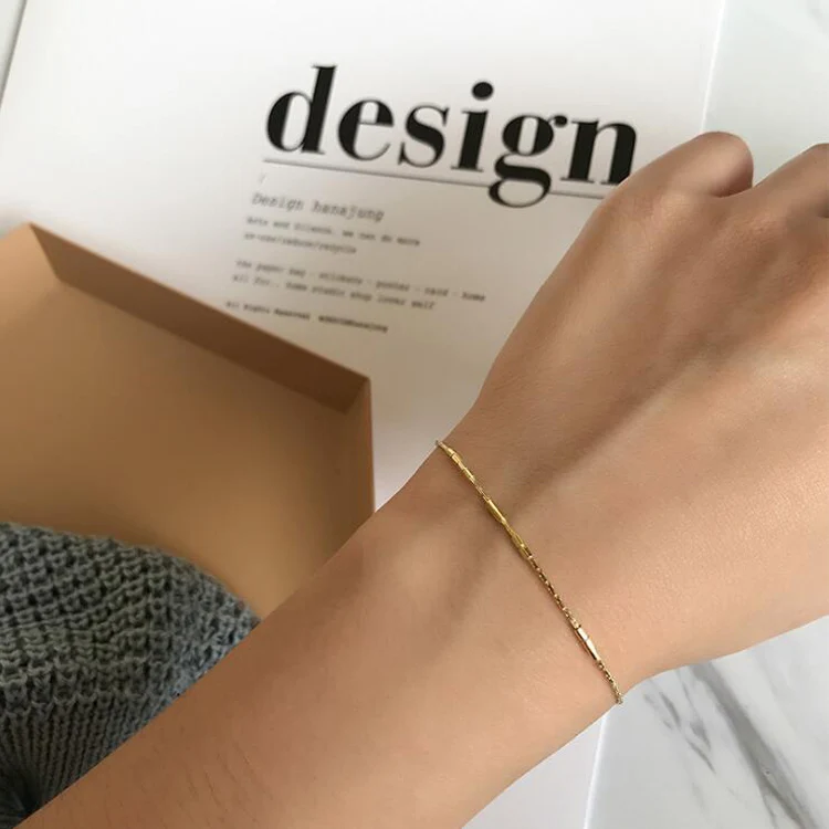 High Quality Minimalism Jewelry gold plated 925 Sterling Silver Thin Bracelet, Glod
High Quality Minimalism Jewelry gold plated 925 Sterling Silver Thin Bracelet, Glod