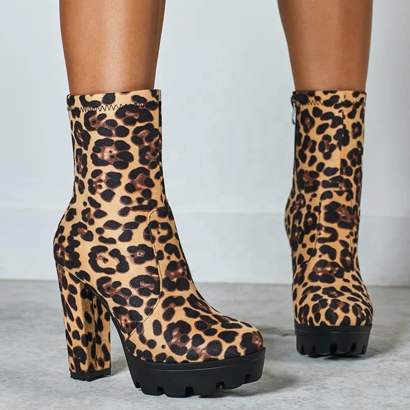 New Arrivals Fashion Leopard Print Round Toe Platform Side Zip Fashion Women Ankle Boots High Chunky Heel
New Arrivals Fashion Leopard Print Round Toe Platform Side Zip Fashion Women Ankle Boots High Chunky Heel