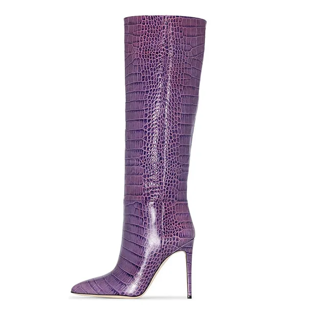New Spring Large Size Pointed Toe Stiletto Seel Knee-length Boots Anti-crocodile Pattern Boots For Women
New Spring Large Size Pointed Toe Stiletto Seel Knee-length Boots Anti-crocodile Pattern Boots For Women