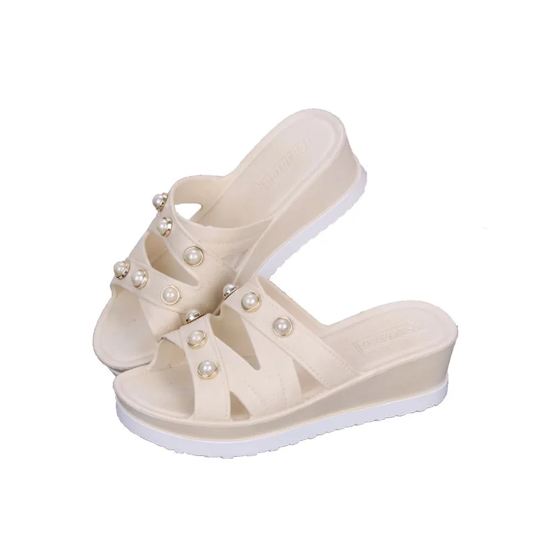 2021 Summer Fashion New Products PVC Wedge Sandals Pearl High Heel Slippers Women, Customized color
2021 Summer Fashion New Products PVC Wedge Sandals Pearl High Heel Slippers Women, Customized color
