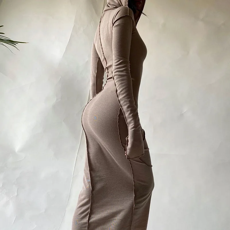 Wholease 2021 Long Sleeve Hooded Patchwork Skinny Maxi Dress Spring Women Dress Fashion Streetwear Casual Outfits, White khaki black gray pink red
Wholease 2021 Long Sleeve Hooded Patchwork Skinny Maxi Dress Spring Women Dress Fashion Streetwear Casual Outfits, White khaki black gray pink red