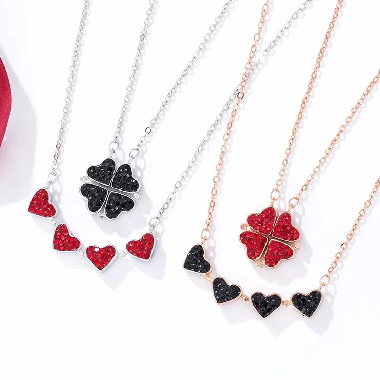 SC TikTok Hot Foldable Zircon Heart Necklace Jewelry Creative Stainless Steel Magnetic Four Leaf Clover Necklace for Women 2022
SC TikTok Hot Foldable Zircon Heart Necklace Jewelry Creative Stainless Steel Magnetic Four Leaf Clover Necklace for Women 2022