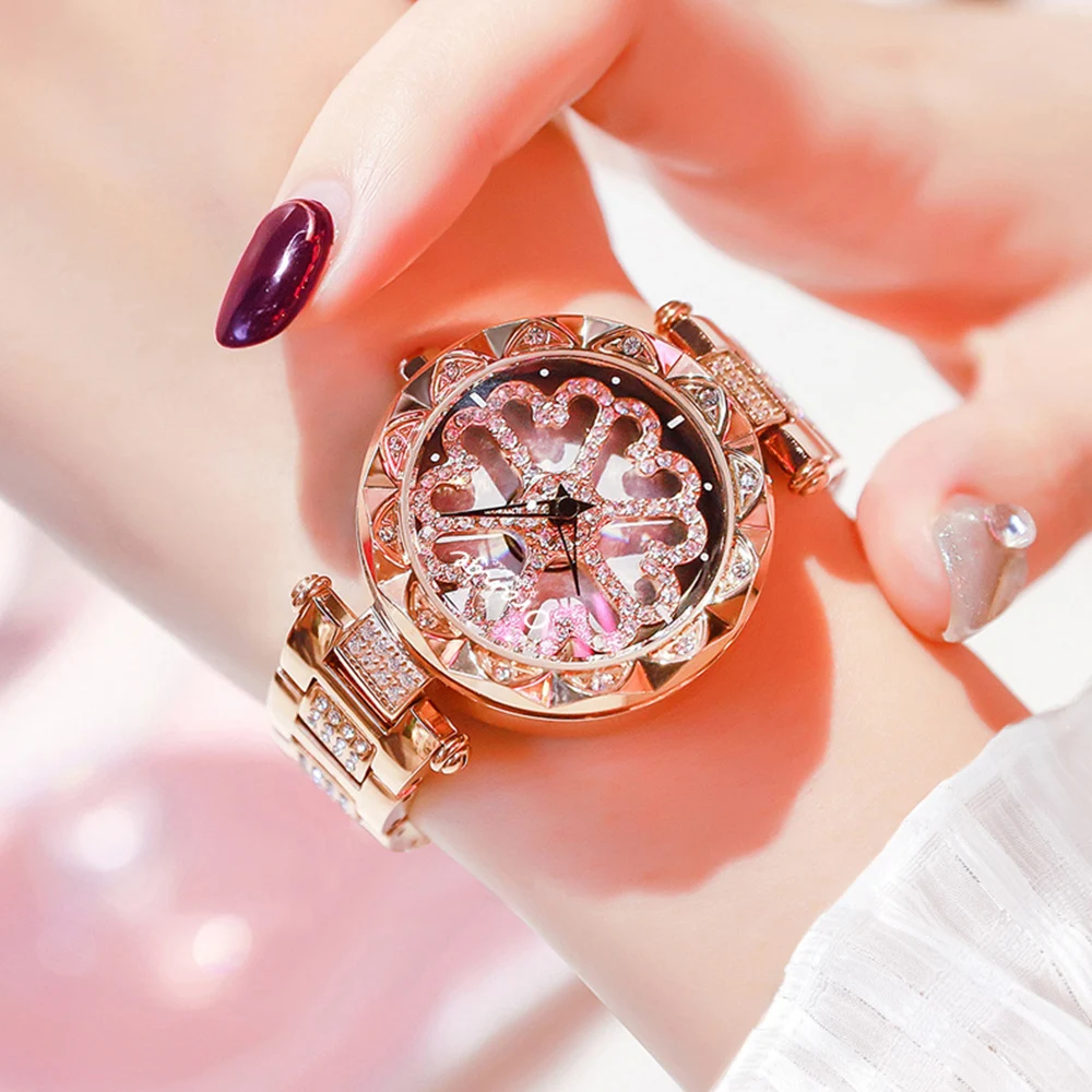 Hot Luxury Golden Tourbillon Style 360 Degrees Spin Unique Custom Heart Shaped Dial Top Fashion Ladies Lucky Diamond Watches
Hot Luxury Golden Tourbillon Style 360 Degrees Spin Unique Custom Heart Shaped Dial Top Fashion Ladies Lucky Diamond Watches
