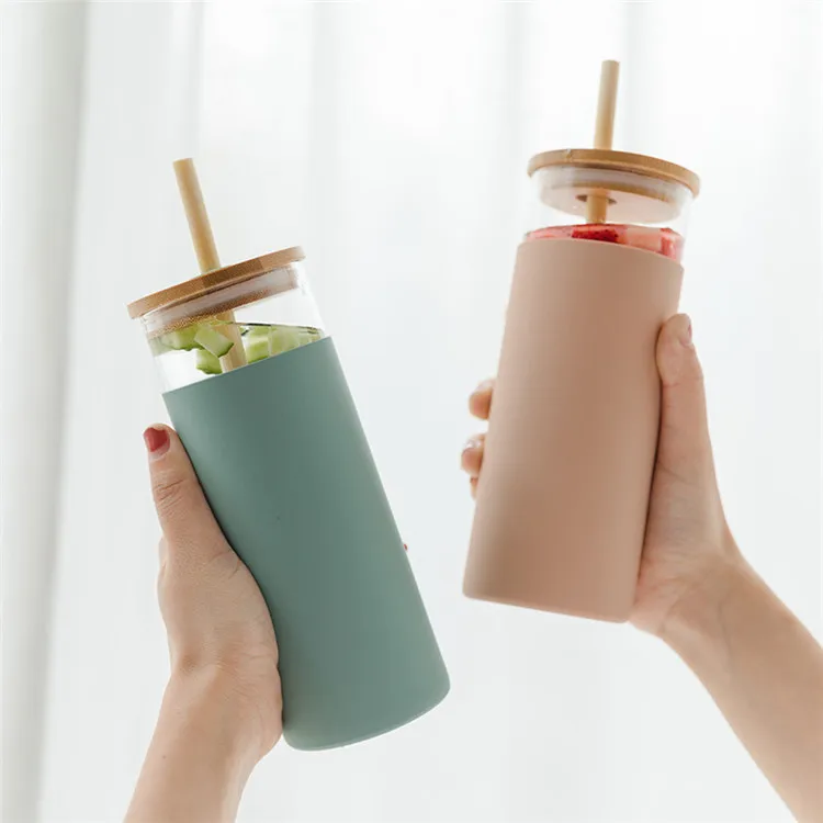 Glass Water Bottle Straw Silicone Pedestal Sleeve Bamboo Lid With Insulator Sleeve 20oz Glass Tumbler
Glass Water Bottle Straw Silicone Pedestal Sleeve Bamboo Lid With Insulator Sleeve 20oz Glass Tumbler