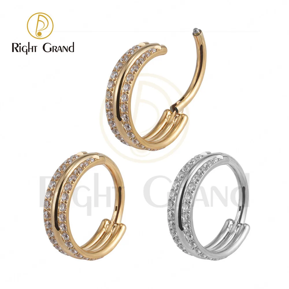 Right Grand ASTM F136 Titanium Triple Layers CZ Conch Piercings Helix Hinged Segment Clickers
Right Grand ASTM F136 Titanium Triple Layers CZ Conch Piercings Helix Hinged Segment Clickers