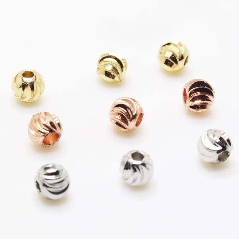 

wholesale stainless steel ball beads carved beads Watermelon line gold plated spacer bead for jewelry making