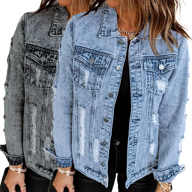 2022 Fall Winter Clothing Chaqueta Mujer Denim Distressed Motorcycle Ladies Denim Jacket Women
2022 Fall Winter Clothing Chaqueta Mujer Denim Distressed Motorcycle Ladies Denim Jacket Women
