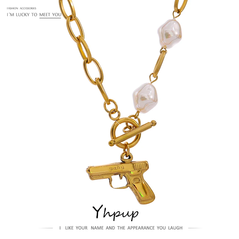 Yhpup Statement Gun Pendant Collar Necklace Stainless Steel Imitation Pearls Chain Neckalce for Women Jewlery
Yhpup Statement Gun Pendant Collar Necklace Stainless Steel Imitation Pearls Chain Neckalce for Women Jewlery