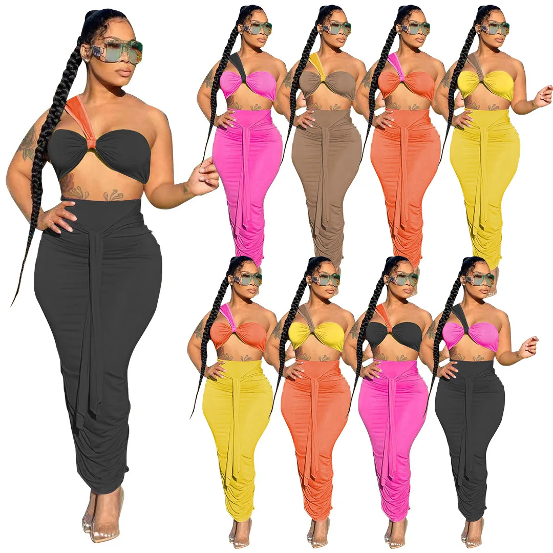 9 Color Slash Collar Pleated Crop Top And Bandage Long Skirt For Women Tight one shoulder Two Piece Set, 9 colors
9 Color Slash Collar Pleated Crop Top And Bandage Long Skirt For Women Tight one shoulder Two Piece Set, 9 colors
