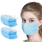 Personal facial protection breathable blue nonwoven earhook 3ply mask disposable