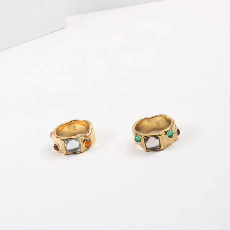 Vintage Unique Stainless Steel 18K Gold Plated Diamond Gem Stone Ring Women, As the picture
Vintage Unique Stainless Steel 18K Gold Plated Diamond Gem Stone Ring Women, As the picture